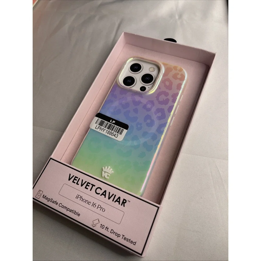 Velvet Caviar iPhone 16 Pro Case Rainbow Leopard MagSafe Compatible 10ft Drop